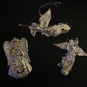 Silver-Plated Angel Christmas Ornaments Unbranded Lot of 3 Vintage Good Weight